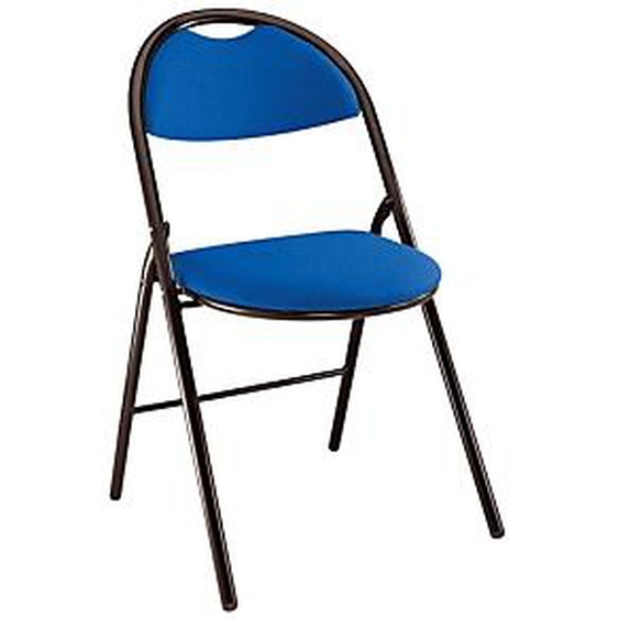 Lot de 2 - Chaise pliante Super confort - Tissu Bleu - Pieds métal Noir