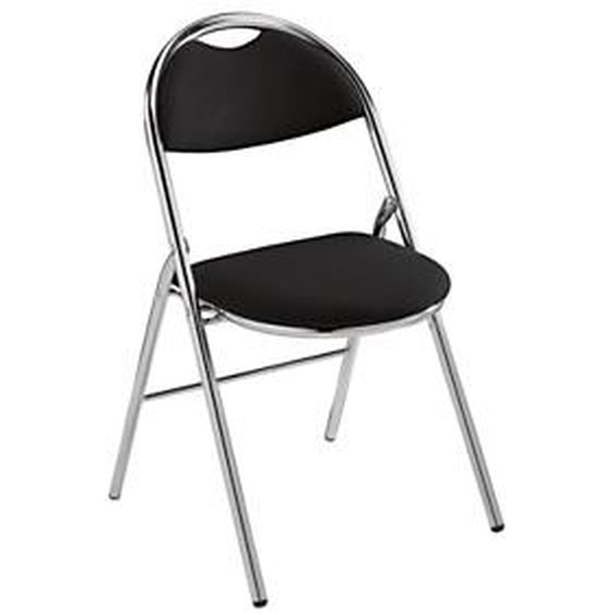 Lot de 2 - Chaise pliante Super confort - Tissu Noir - Pieds métal Chromé