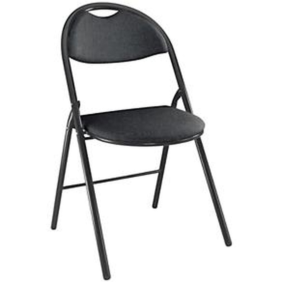 Lot de 2 - Chaise pliante Super confort - Tissu non feu M1 Noir - Pieds métal Noir