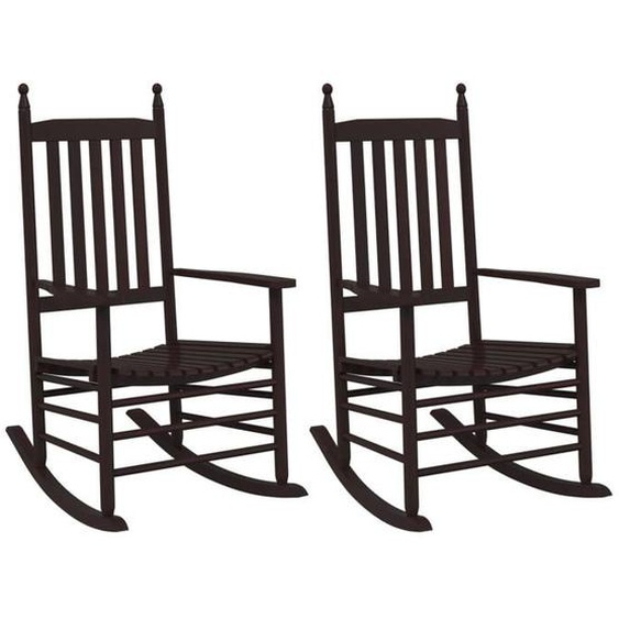 Lot de 2 chaises a bascule sieges incurves en bois de peuplier marron DEC029136