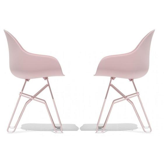 Lot de 2 Chaises  ACADEMY  pieds métal assise plastique rose opaque