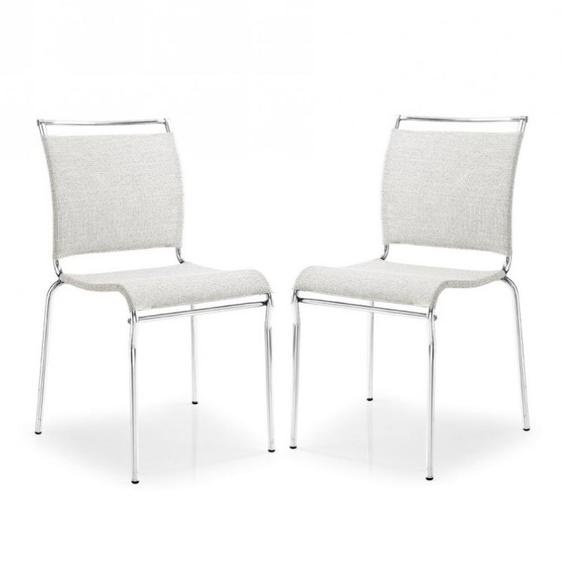 Lot de 2 Chaises AIR structure acier chromé assise et dossier synthétique blanc