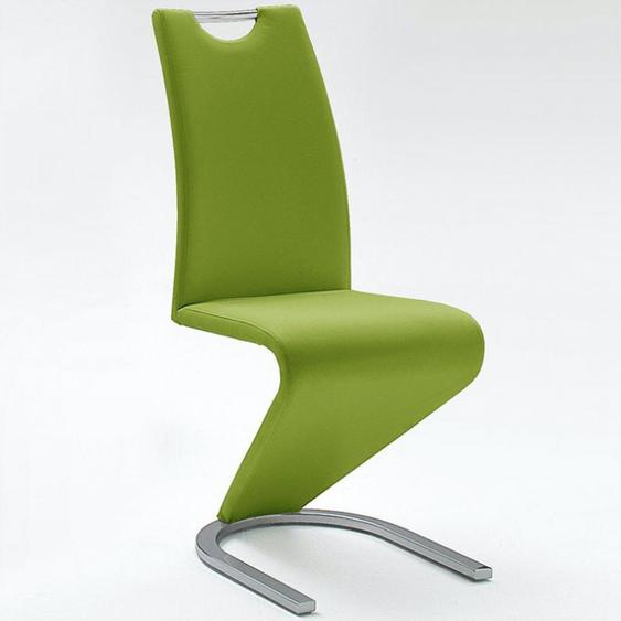 Lot de 2 chaises ALBI tissu citron vert avec piètement tube chrome