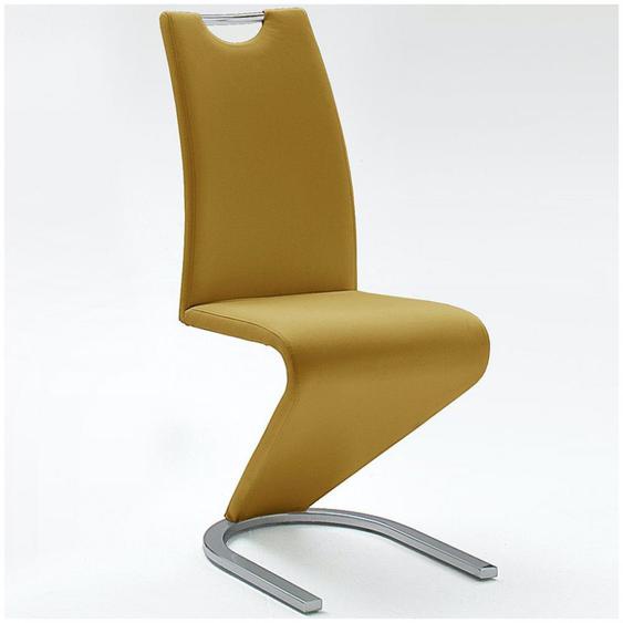 Lot de 2 chaises ALBI tissu curry avec piètement tube chrome