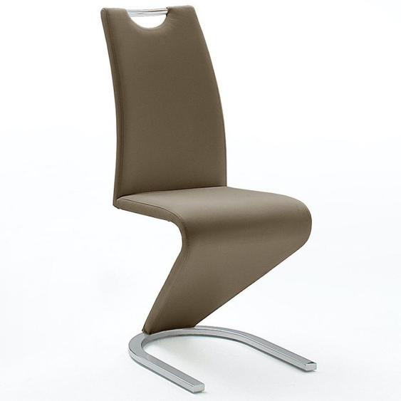 Lot de 2 chaises ALBI tissu marron avec piètement tube chrome