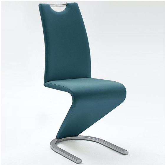 Lot de 2 chaises ALBI tissu pétrole avec piètement tube chrome