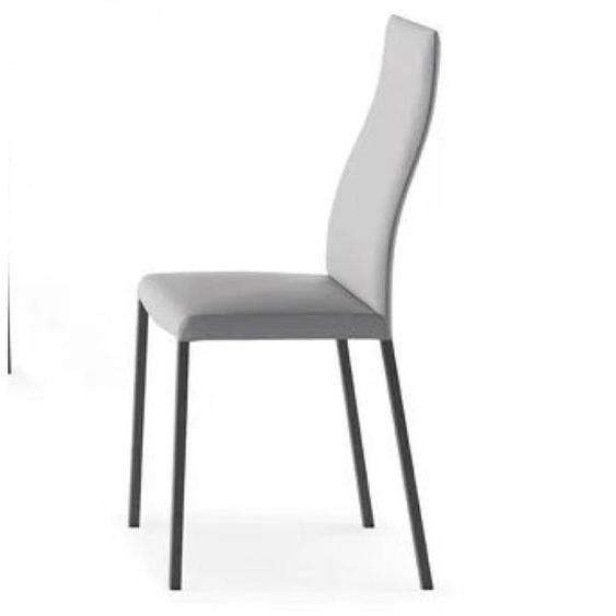 Lot de 2 Chaises BEAUTY en Eco-cuir nabuk avec piétement en métal graphite