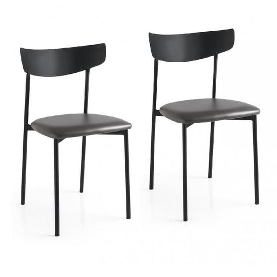 Lot de 2 Chaises CLIP structure métal assise tissu gris anthracite