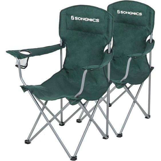 Songmics - Lot de 2 Chaises de Camping, Confortable, Structure Robuste, Charge Max de 150 kg, avec Porte-Bouteille, Chaise dextérieur,GCB08GN