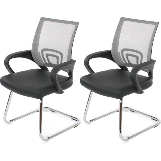 lot de 2 chaises de conférence Ancona, chaise visiteur, similicuir MVG- ~ gris