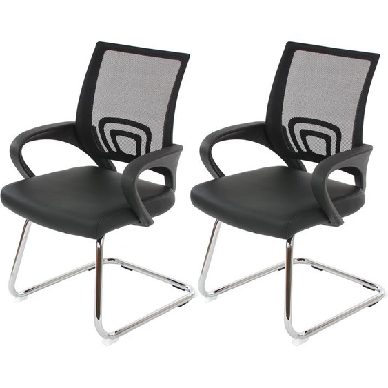 lot de 2 chaises de conférence Ancona, chaise visiteur, similicuir MVG- ~ noir