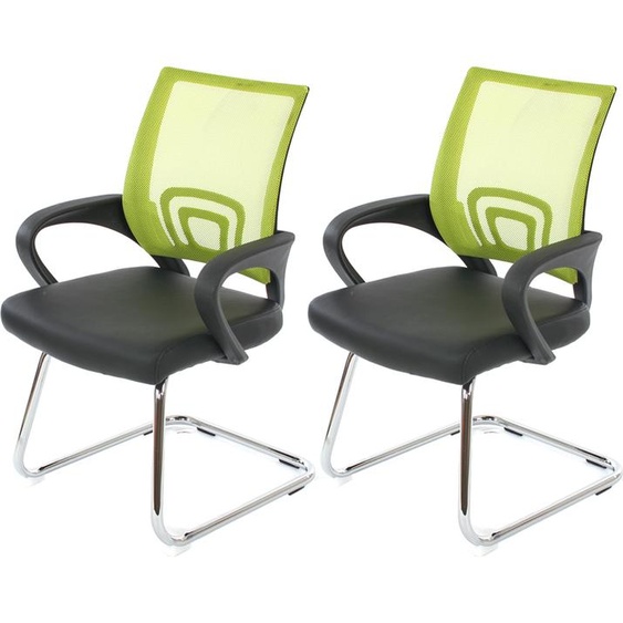 lot de 2 chaises de conférence Ancona, chaise visiteur, similicuir MVG- ~ vert