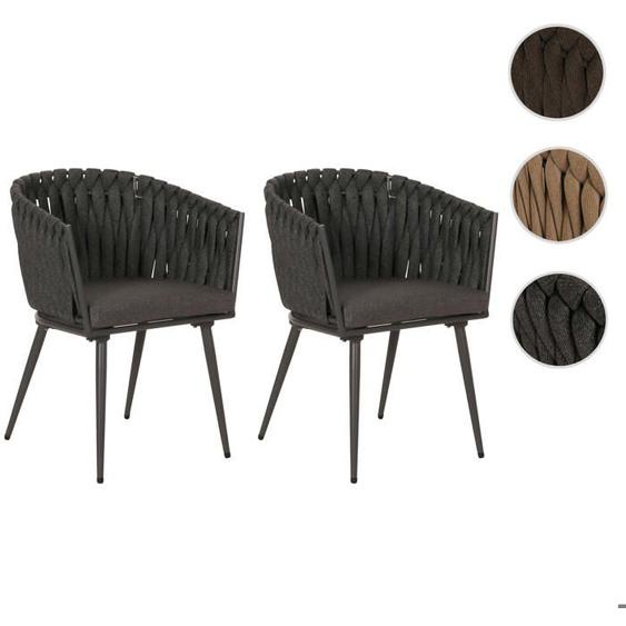 Lot de 2 chaises de jardin en aluminium MCW-N38 anthracite Coussin gris foncé