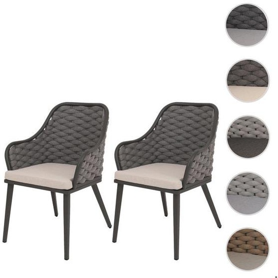 Lot de 2 chaises de jardin en aluminium MCW-O16 anthracite Coussin taupe