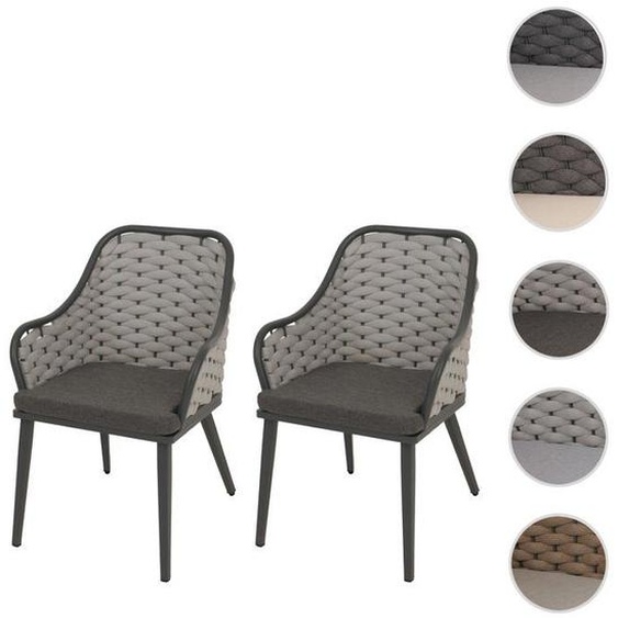 Lot de 2 chaises de jardin en aluminium MCW-O16 gris clair Coussin gris foncé