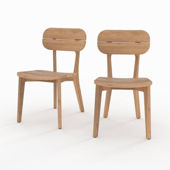 Lot de 2 chaises de jardin en bois de teck recyclé - Azia - Rendez-Vous Déco