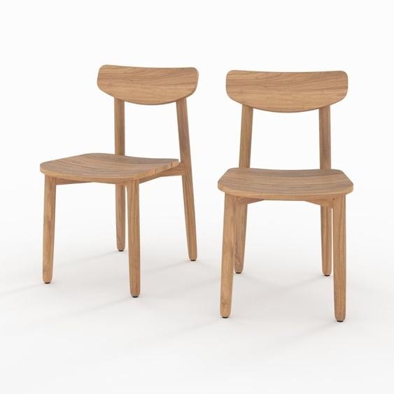 Lot de 2 chaises de jardin en bois de teck recyclé - Lufy - Rendez-Vous Déco