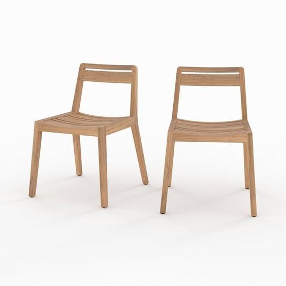 Lot de 2 chaises de jardin en bois de teck recyclé - Zao - Rendez-Vous Déco