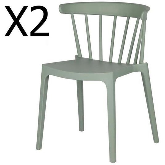 Lot de 2 chaises de jardin en plastique coloris vert jade - Dim : H 75 x L 52 x P 53 cm