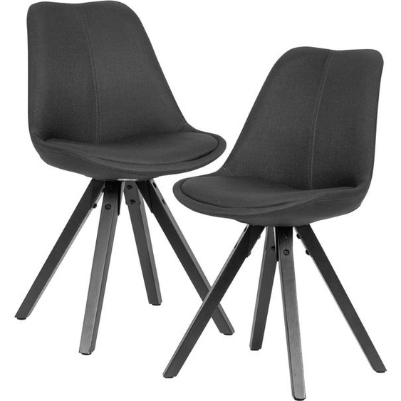 Lot de 2 chaises de salle à manger anthracite avec pieds noirs Chaise scandinave | Wohnling