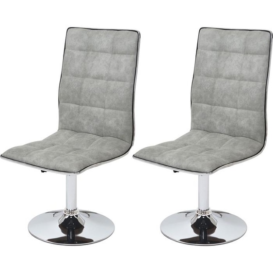 lot de 2 chaises de salle à manger HWC-C41, chaise de cuisine, réglable en hauteur pivotante, tissu/textile ~ gris béton vintage
