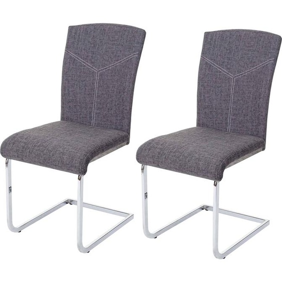 lot de 2 chaises de salle à manger HWC-F36, chaise de cuisine cantilever chaise de conférence ~ tissu/textile, gris