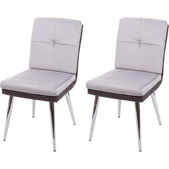 lot de 2 chaises de salle à manger HWC-G48, chaise de cuisine rembourrée, similicuir velours FSC®- ~ gris