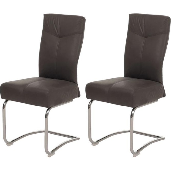 lot de 2 chaises de salle à manger HWC-G56, chaise de cuisine cantilever, textile imitation daim ~ gris