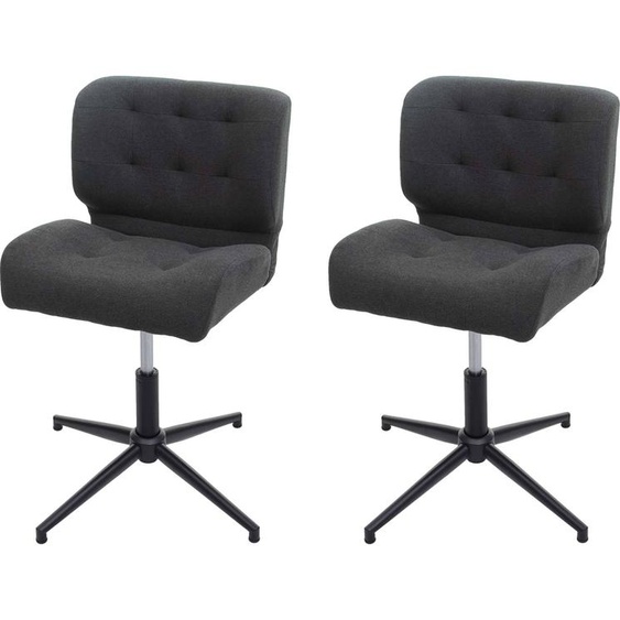 lot de 2 chaises de salle à manger HWC-H42, chaise pivotante, hauteur réglable pivotante ~ tissu/textile gris foncé, pied noir