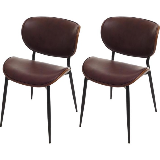lot de 2 chaises de salle à manger HWC-O45, chaise, bois courbé similicuir 280g/m² Öko-Tex ~ aspect noyer, marron vintage