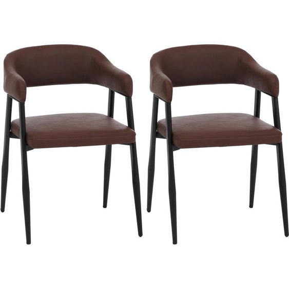 lot de 2 chaises de salle à manger HWC-P29, chaise de cuisine fauteuil rembourré, industriel rétro vintage similicuir ~ rouge rouille