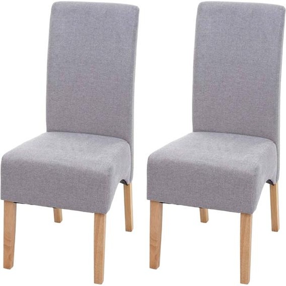 lot de 2 chaises de salle à manger Latina, chaise de cuisine chaise, tissu/textile FSC®- ~ gris clair, pieds clairs