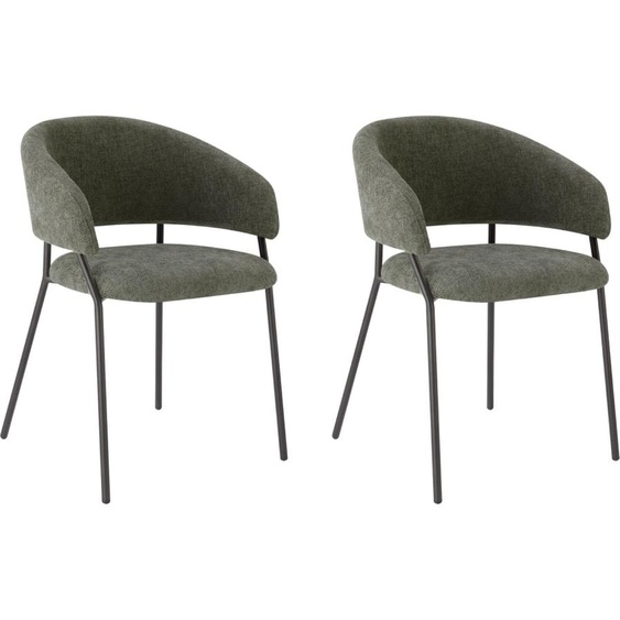 Lot de 2 Chaises de Salle à Manger, Pieds en Métal, Avec Dossier, Style Industriel Gris foncé