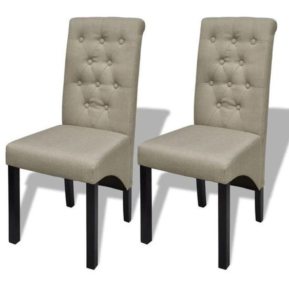 Lot de 2 chaises de salle à manger salon beige antique 240556