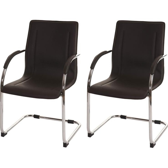 lot de 2 chaises de salle à manger Samara, chaise de cuisine à piétement luge, acier ~ brun