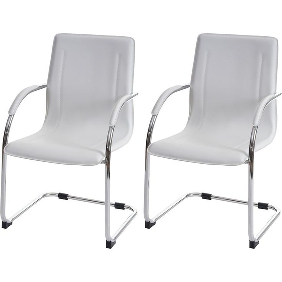 lot de 2 chaises de salle à manger Samara, chaise de cuisine à piétement luge Chaise, acier ~ blanc