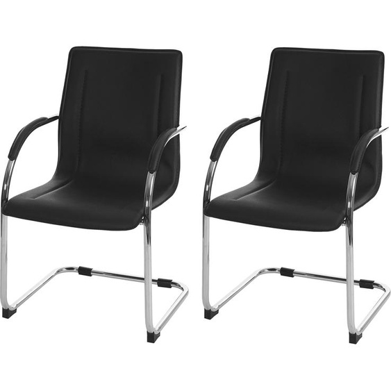 lot de 2 chaises de salle à manger Samara, chaise de cuisine à piétement luge Chaise, acier ~ noir