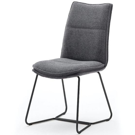 Lot de 2 chaises design HALSOU tissu anthracite et pieds métal laqué noir