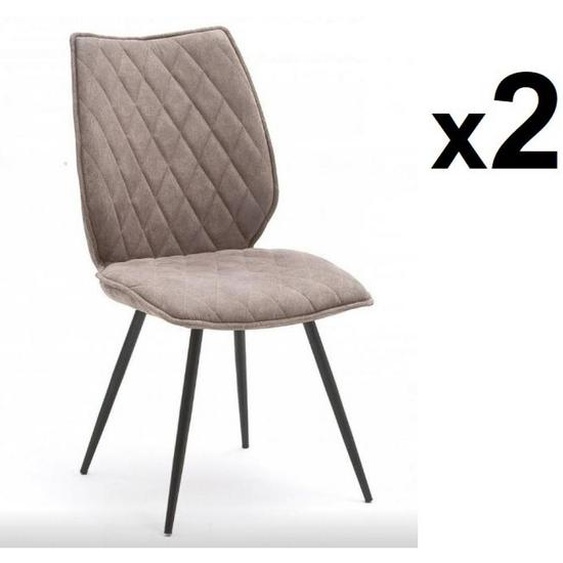Lot de 2 chaises design NIME tissu sable et pieds laqués anthracites