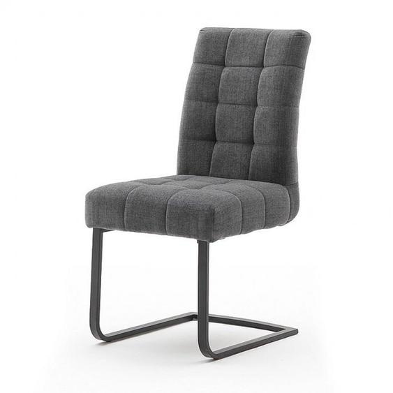 Lot de 2 chaises design PRETTY Textile Aqua Clean Gris Foncé piétement tube plat noir luge