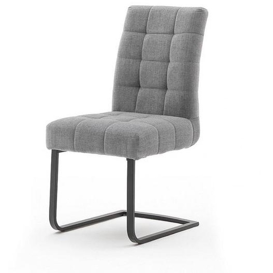 Lot de 2 chaises design PRETTY Textile Aqua Clean Gris  piétement tube plat noir luge