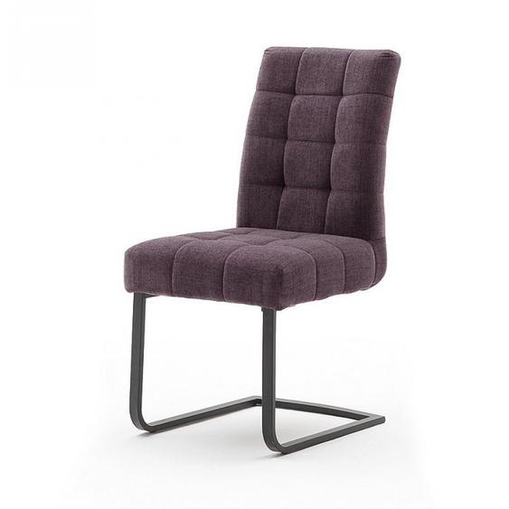 Lot de 2 chaises design PRETTY Textile Aqua Clean Merlot piétement tube plat noir luge