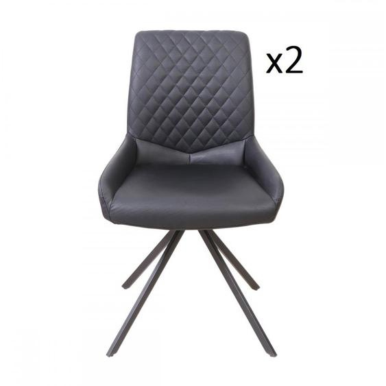 Lot de 2 chaises design TWIN BLACK pieds métal anthracite assise polyuréthane noir