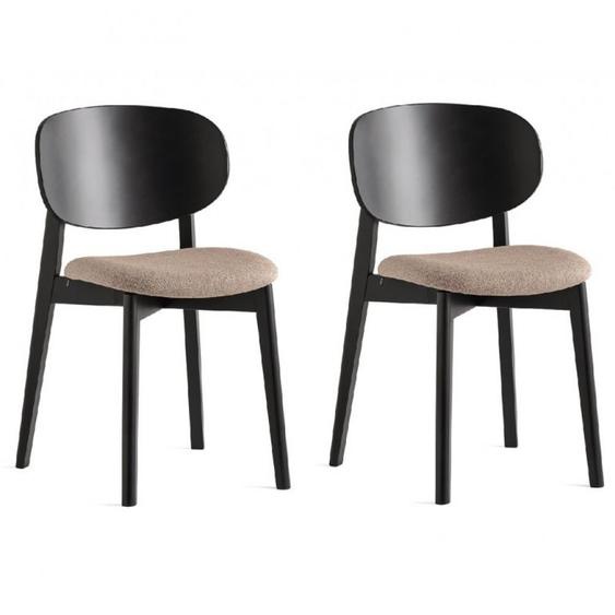 Lot de 2 Chaises EIDE structure bois assise tapissé grège
