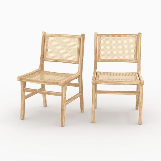 Lot de 2 chaises en bois de teck et rotin - Kyla - Rendez-Vous Déco