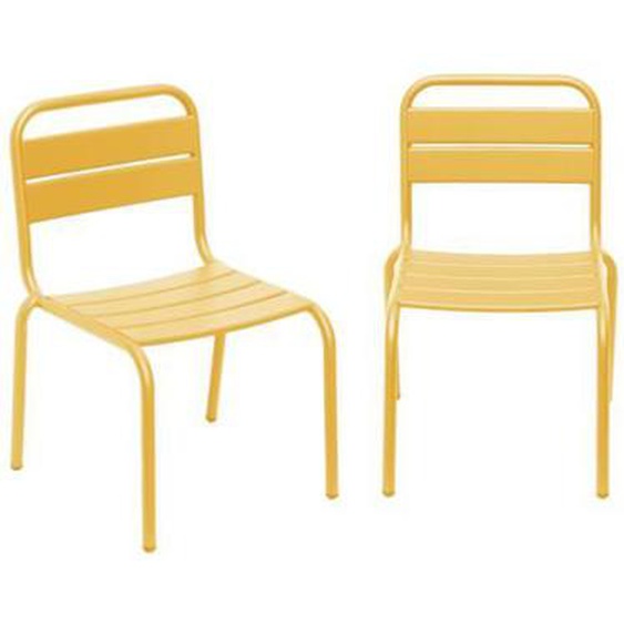 Lot de 2 chaises en métal jaune pour enfant
