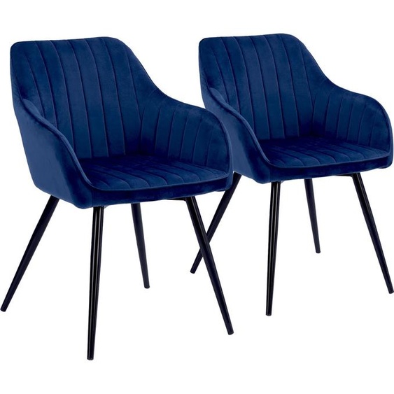 Lot de 2 chaises en velours BERTILLE bleues