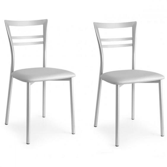 Lot de 2 Chaises GO! structure métal assise tapissé aluminium