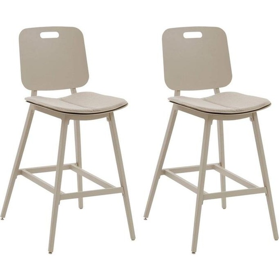 Lot de 2 chaises hautes jardin TERZANO Beige   Argile Aluminium traité époxy Hespéride