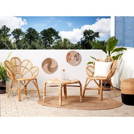 Lot de 2 chaises paon en rotin naturel FLORENTINE II